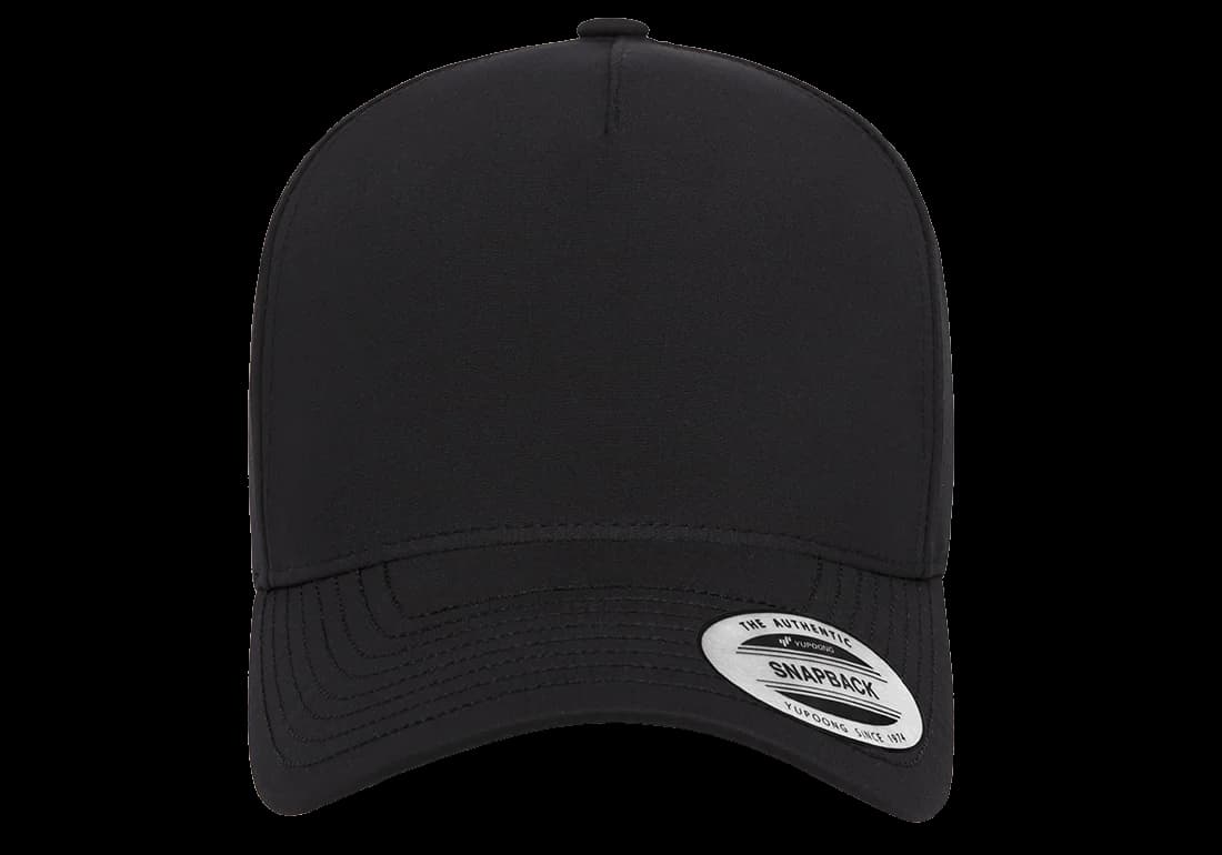 YP Classics 5389AP 5-Panel Snapback with Perforation in Black authentic blank product photo - front view